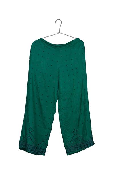 SILK BANDHANI PANT-EMERALD